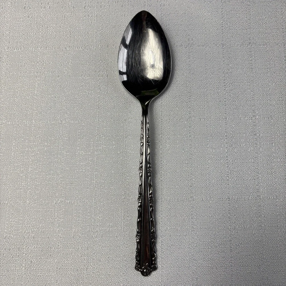 Oneida CHERIE‎ Stainless Solid Serving Spoon Deluxe Glossy Flatware